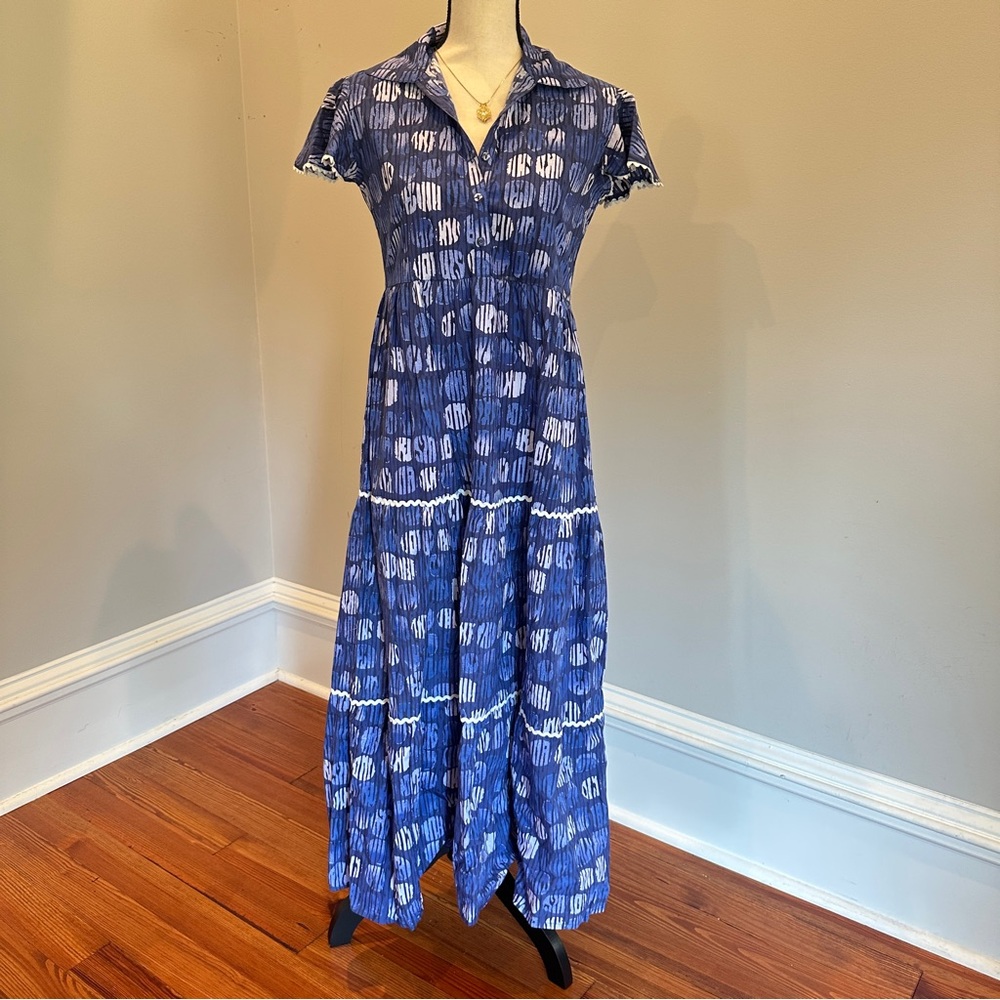 Islapayal Blue Patterned Maxi Dress - Size S